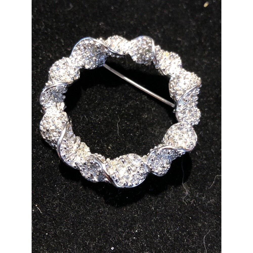 VINTAGE EMMONS SILVER TONE TWISTED WREATH BROOCH PIN - Picture 5 of 6